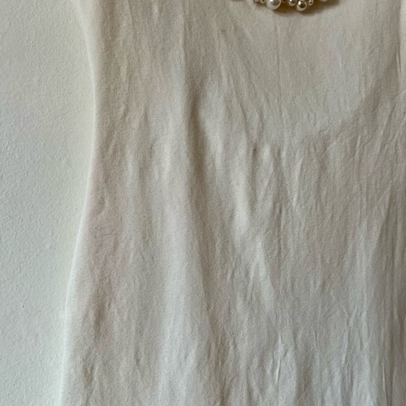 EUC VTG 80s pearl necklace handsewn bodycon ivory dress xs scoop back wedding - Picture 11 of 16